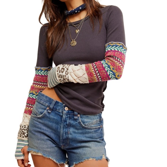 1 Left!! Saleee🍁🔥🍁We The Free Free People All in Cuff Thermal  tee - Picture 2 of 7